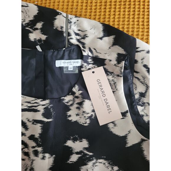 Gerard Darel Paris Silk Blend Sleeveless Black Cream Armure dress 38 6 NWT $480 - Picture 3 of 8